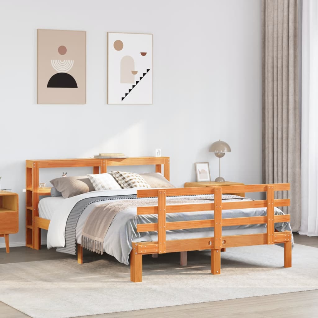 Bed Frame With Headboard Without Mattress Wax Brown 120X200 Cm