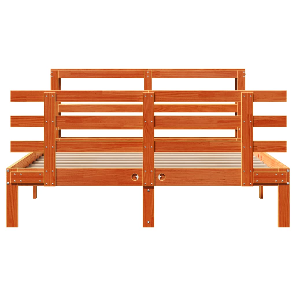 Bed Frame With Headboard Without Mattress Wax Brown 160X200 Cm