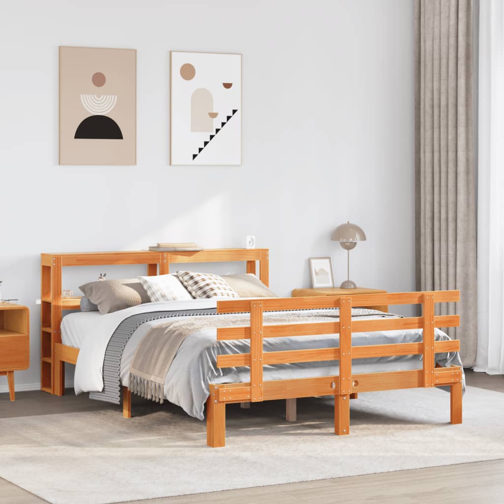 Bed Frame With Headboard Without Mattress Wax Brown 160X200 Cm
