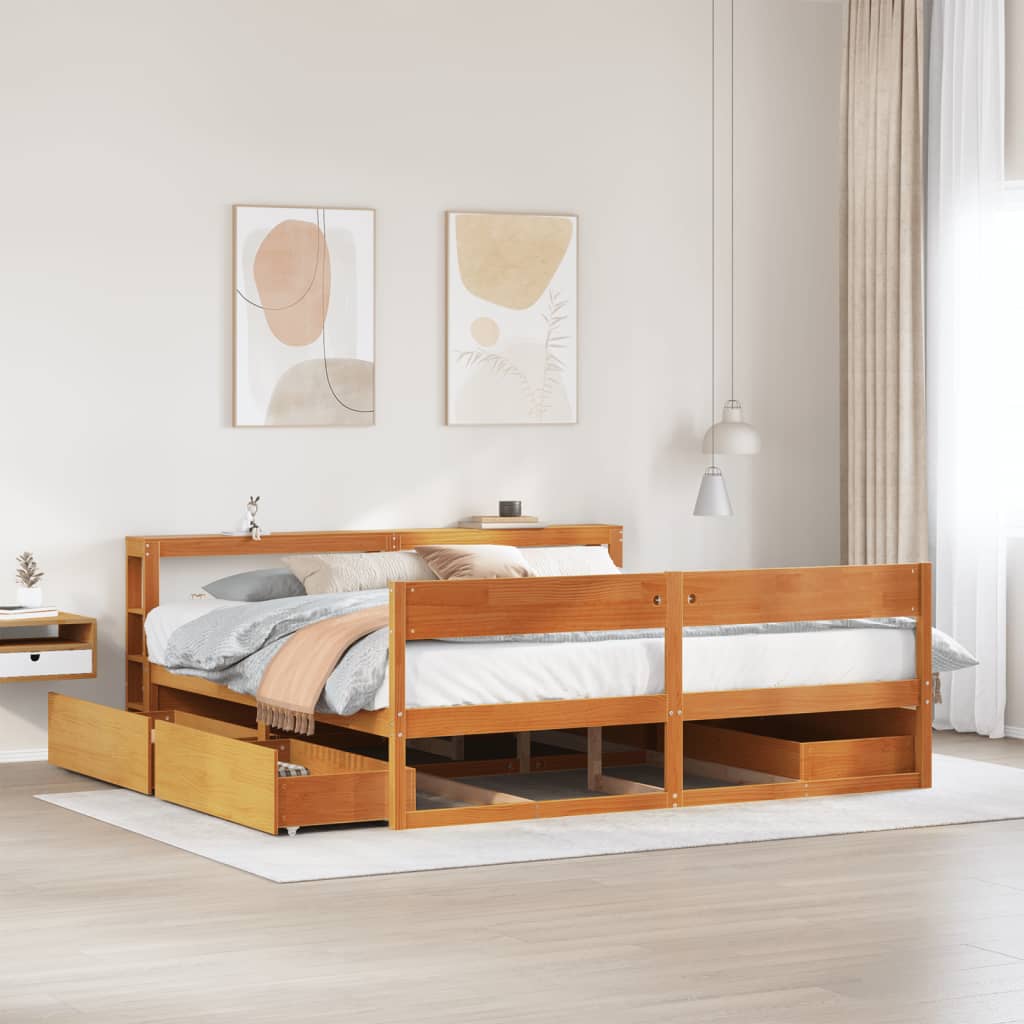 Bed Frame Without Mattress Solid Wood Pine