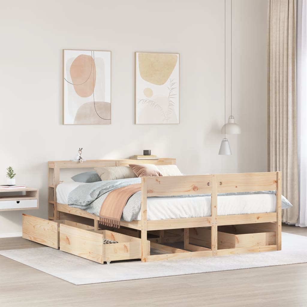 Bed Frame Without Mattress Solid Wood Pine