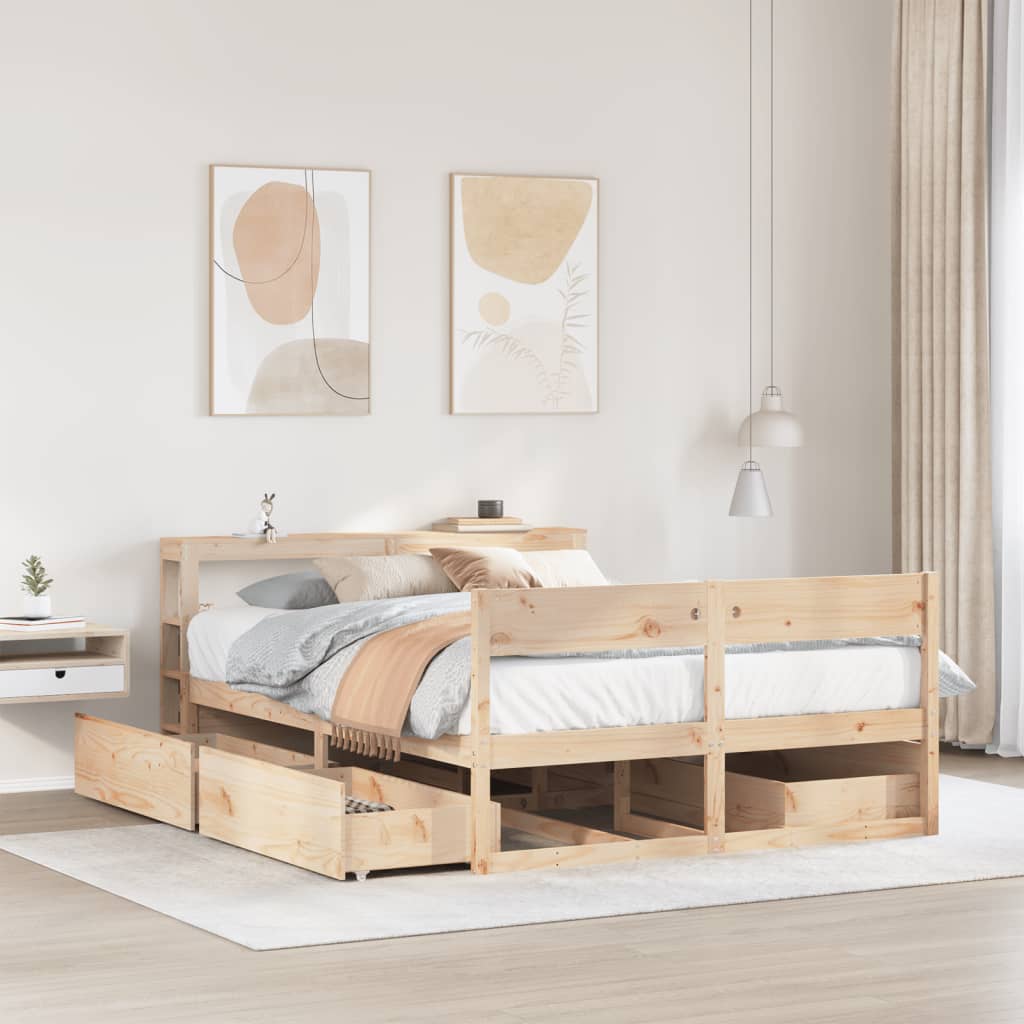 Bed Frame Without Mattress Solid Wood Pine
