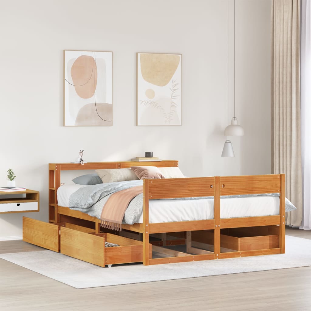 Bed Frame Without Mattress Solid Wood Pine