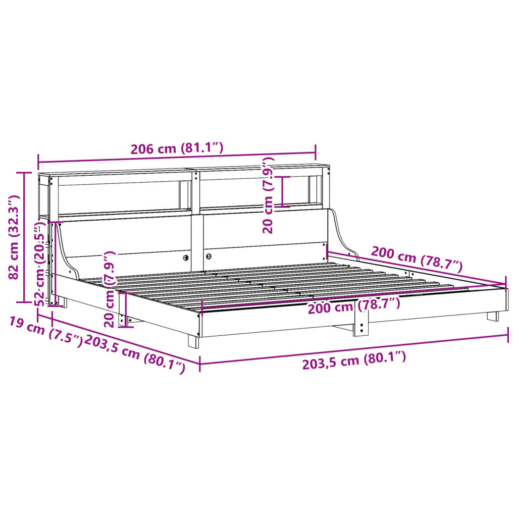 Bed Frame Without Mattress Solid Wood Pine
