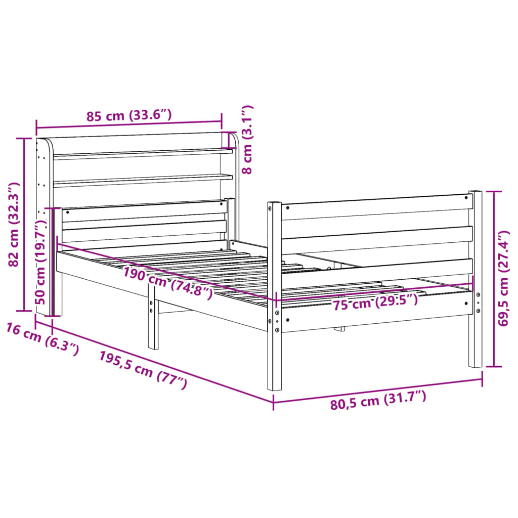 Bed Frame With Headboard Without Mattress Small Single