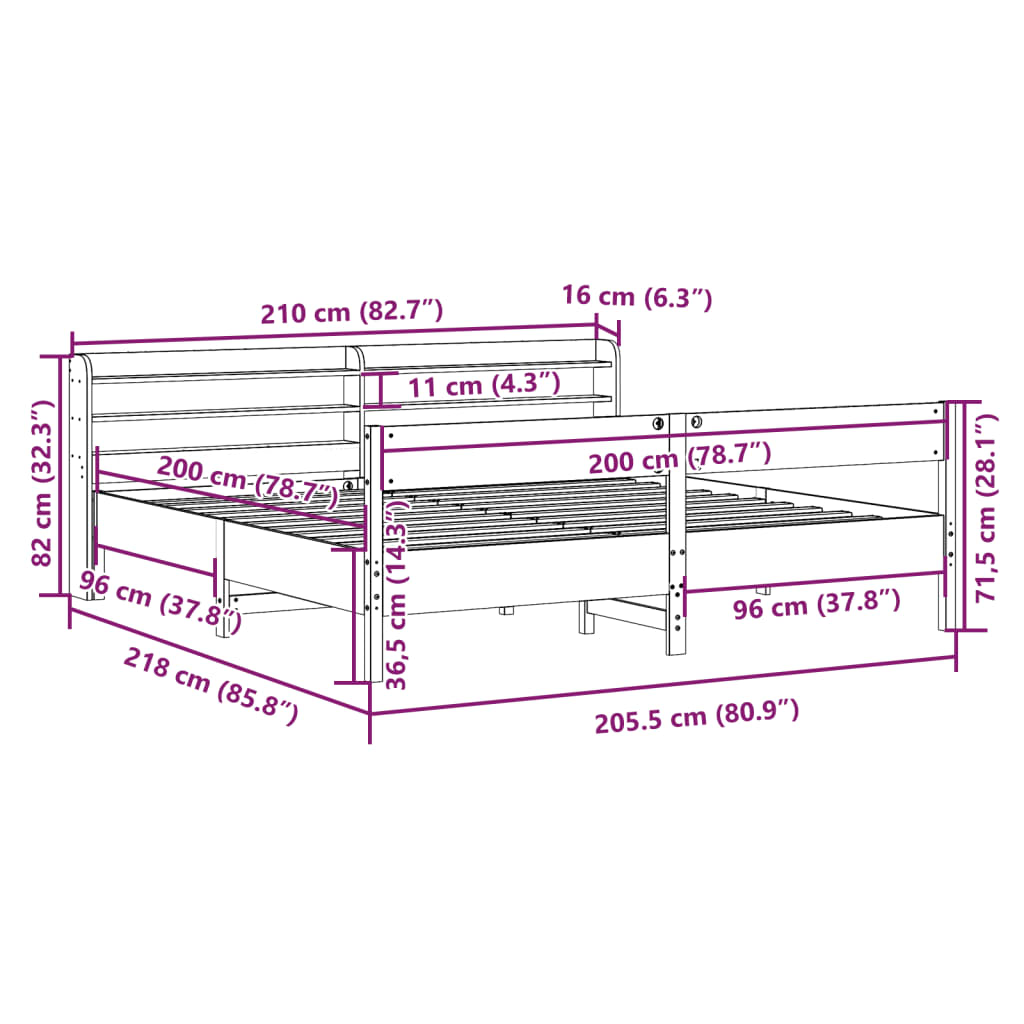 Bed Frame Without Mattress Solid Wood Pine