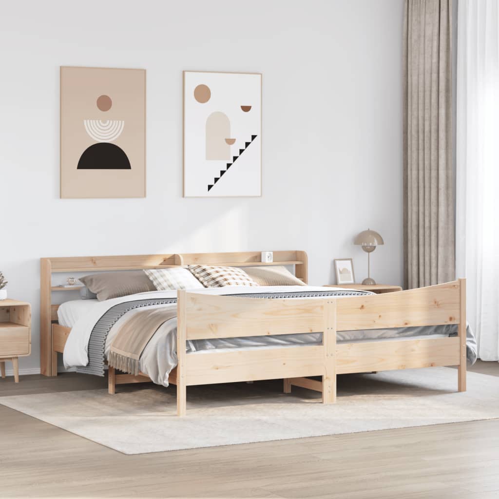 Bed Frame With Headboard Super King Solid Wood Pine