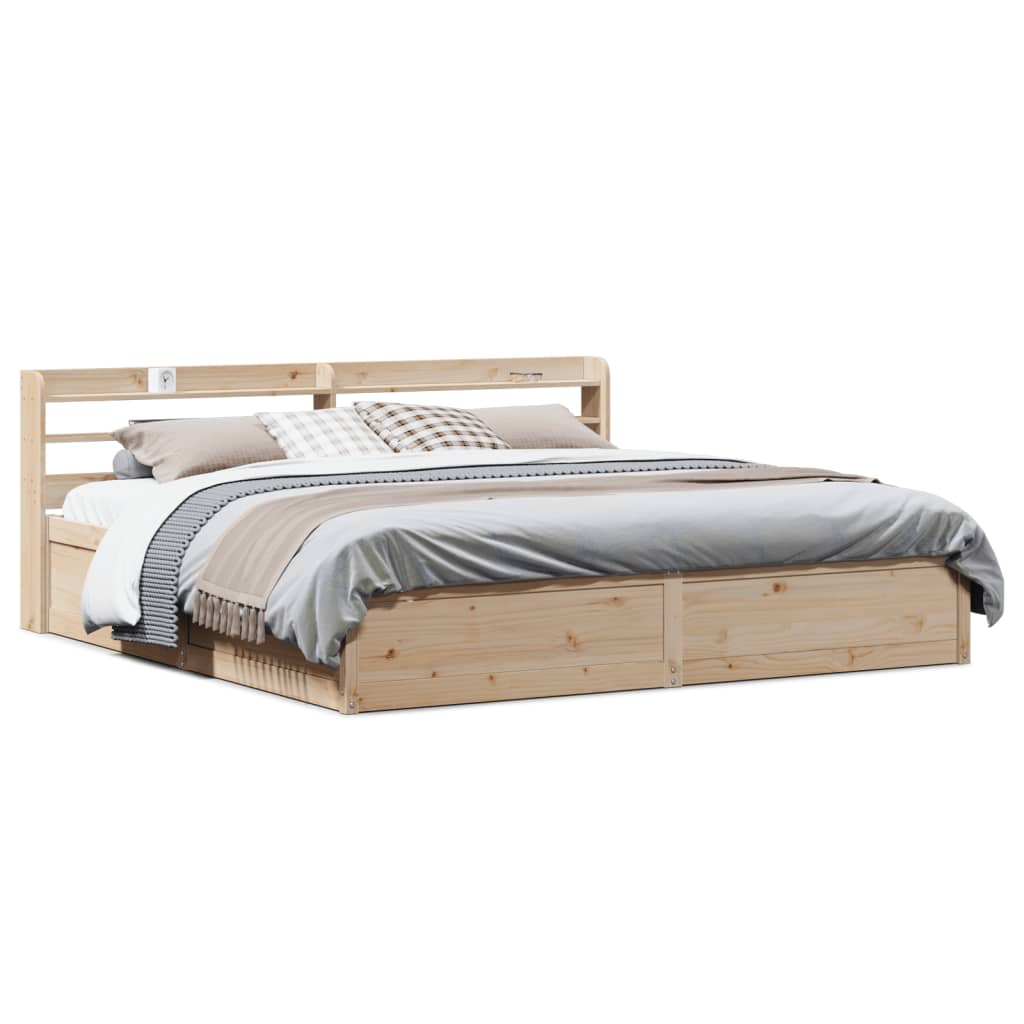 Bed Frame With Headboard Super King Solid Wood Pine
