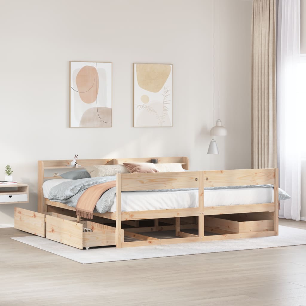 Bed Frame Without Mattress Super King Solid Wood Pine