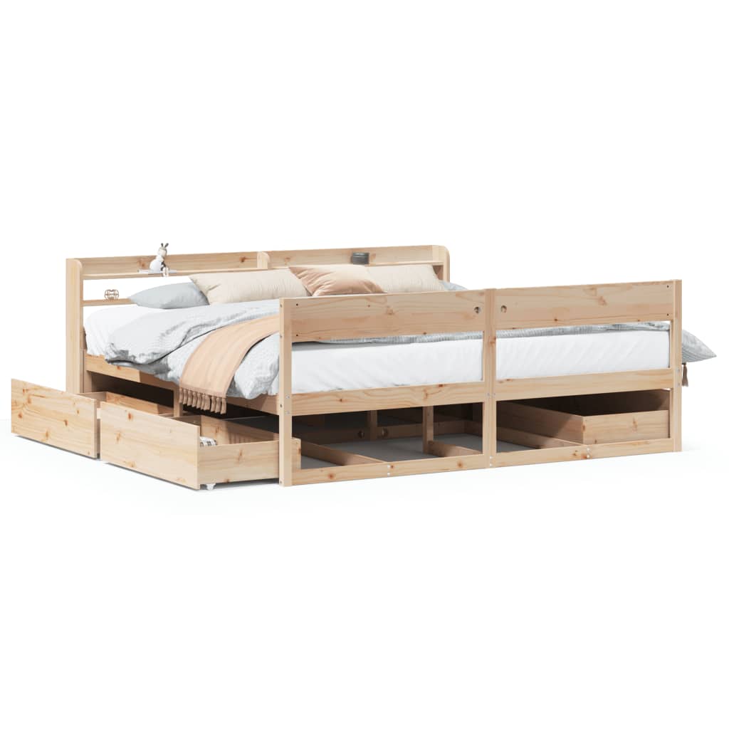 Bed Frame Without Mattress Super King Solid Wood Pine