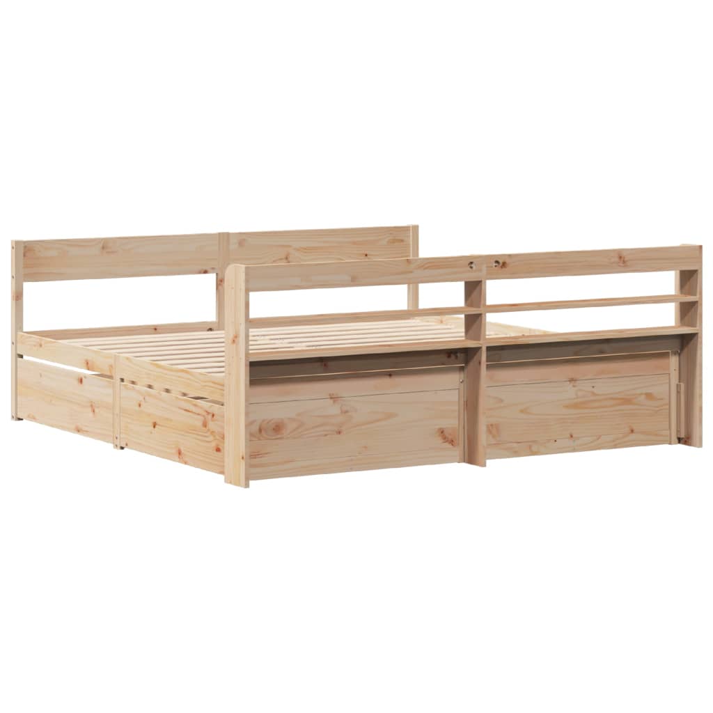 Bed Frame Without Mattress Super King Solid Wood Pine
