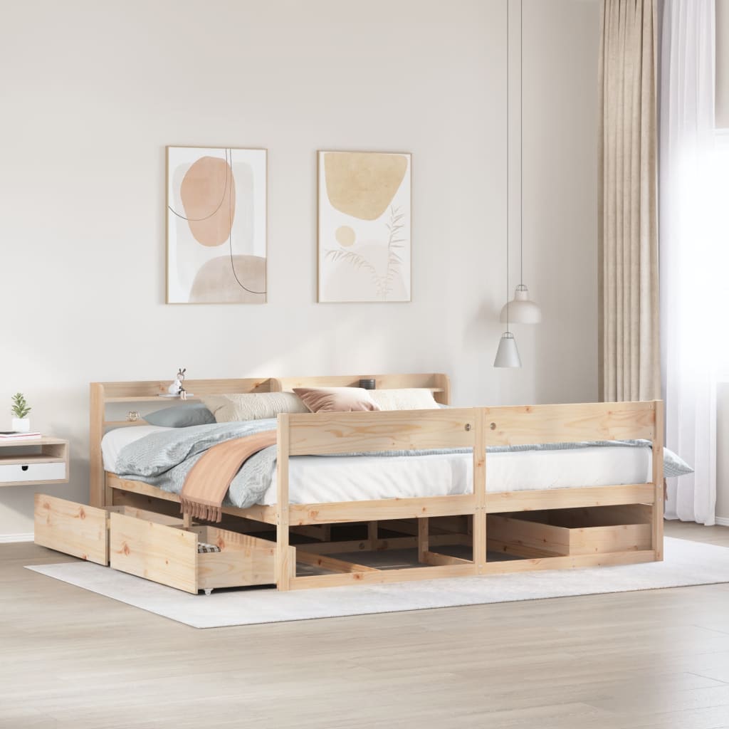 Bed Frame Without Mattress Super King Solid Wood Pine