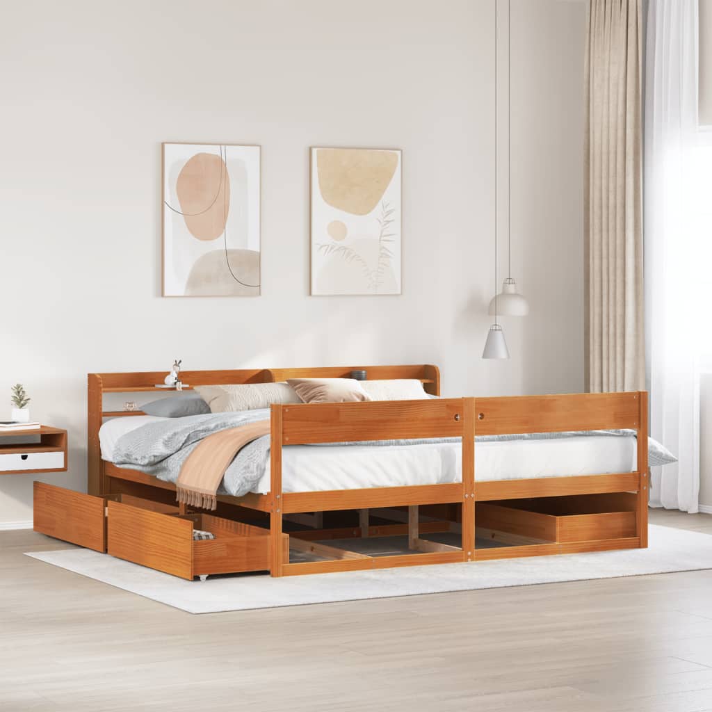Bed Frame Without Mattress Super King Solid Wood Pine