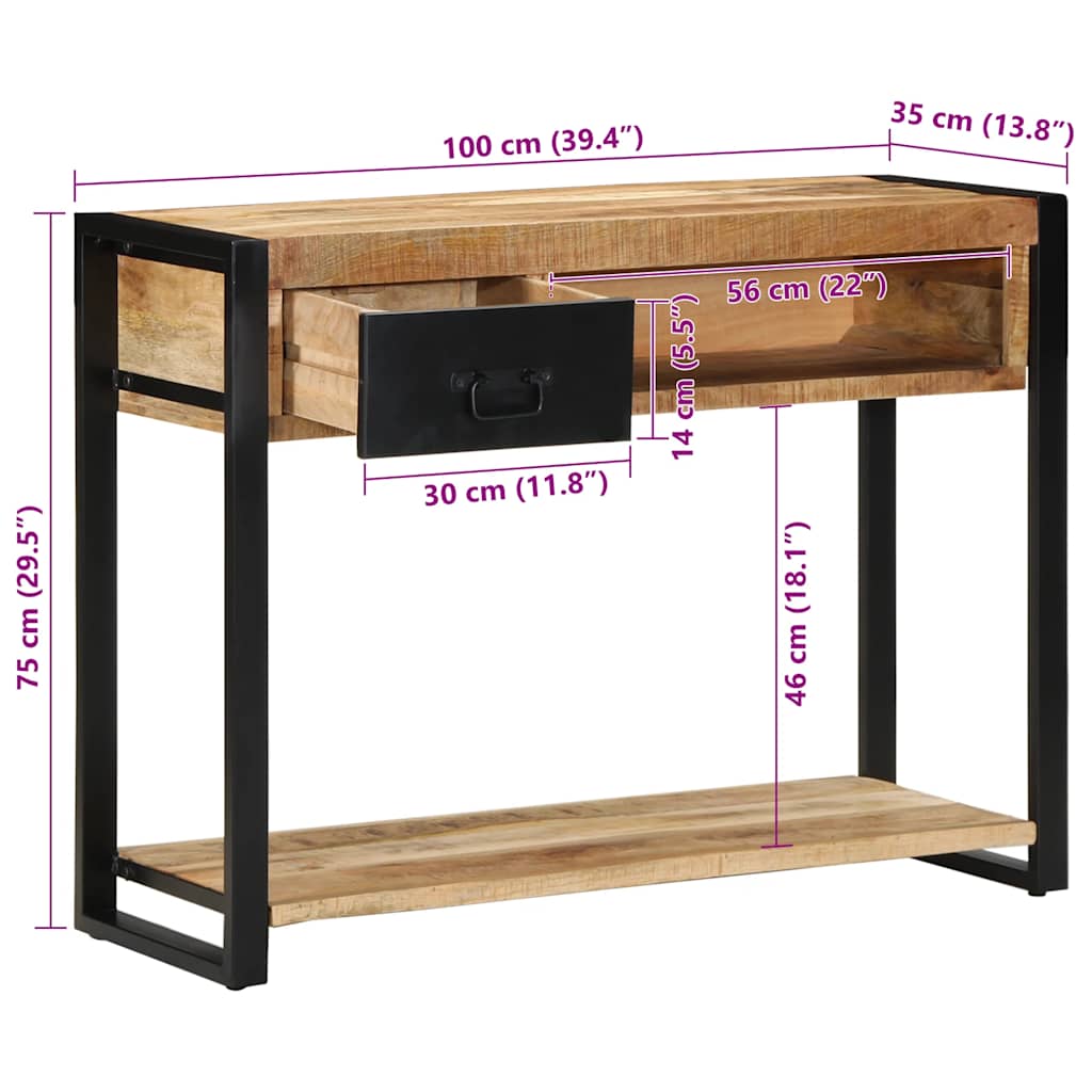 Console Table 100X35X75 Cm Solid Rough Wood Mango
