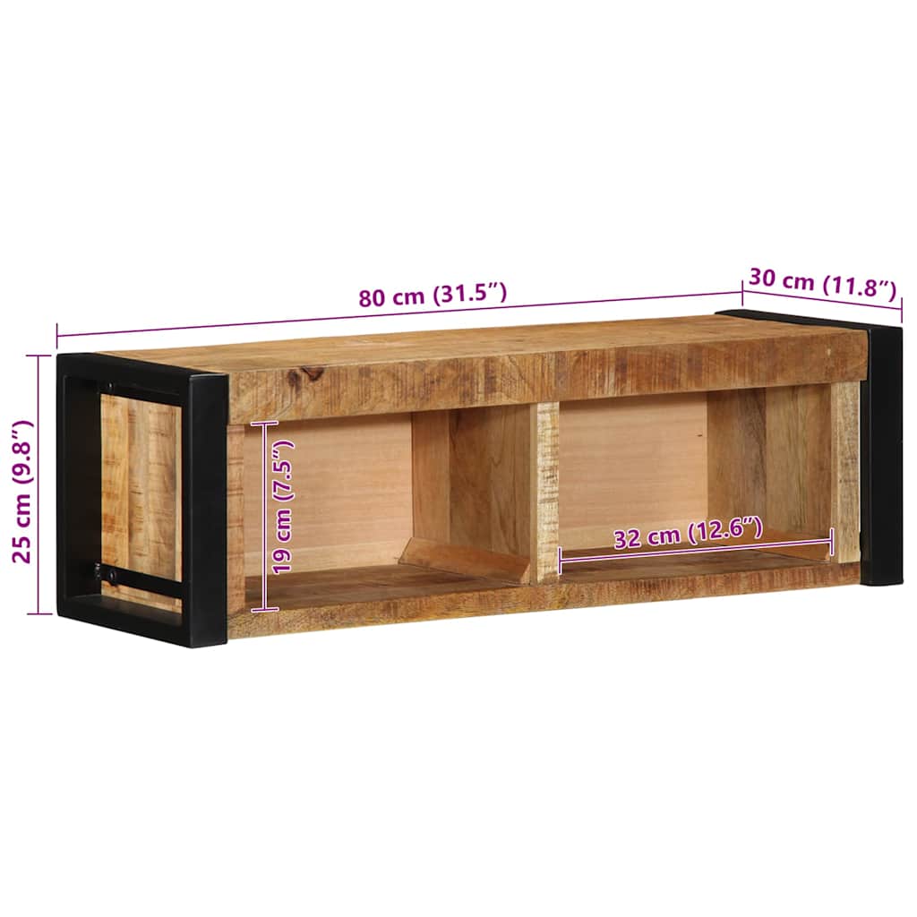 Tv Cabinet 80X30X25 Cm Solid Rough Wood Mango