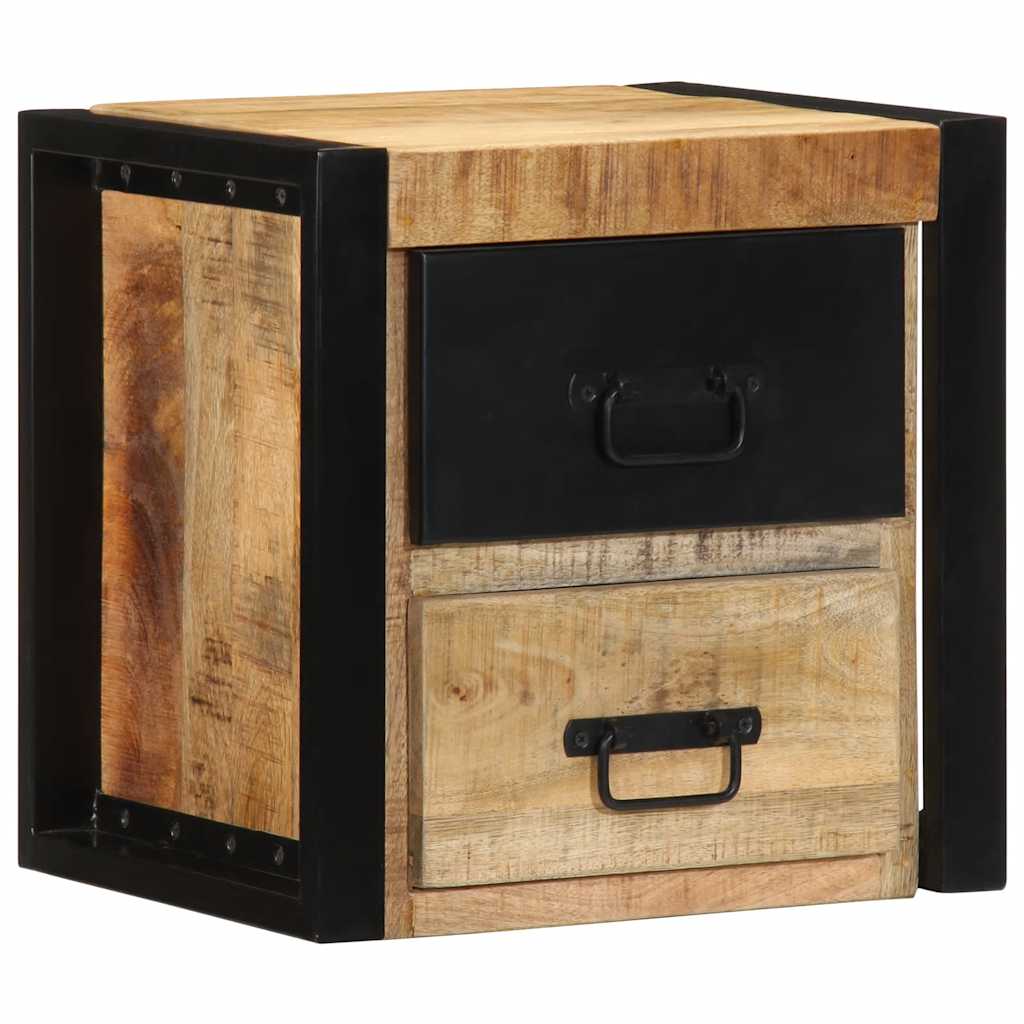 Bedside Cabinet 40X35X40 Cm Solid Rough Wood Mango