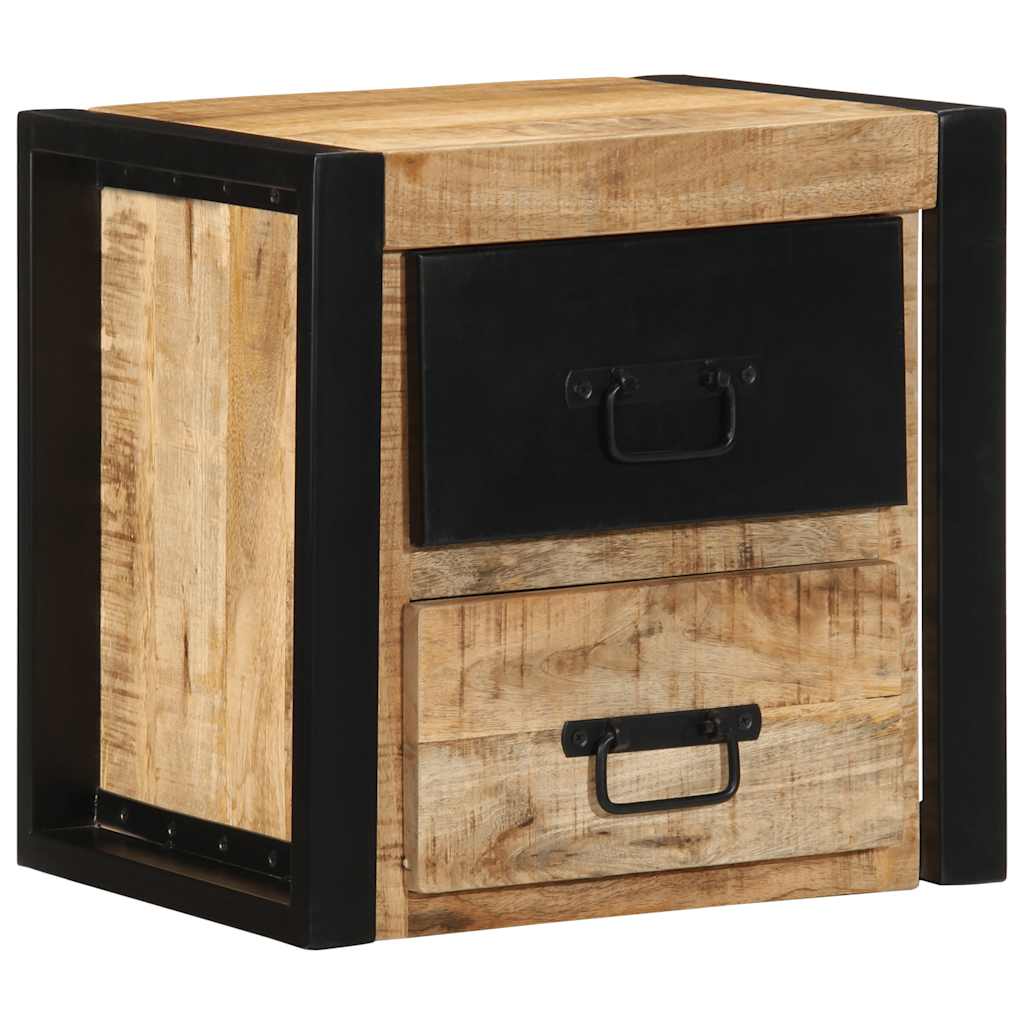 Bedside Cabinet 40X35X40 Cm Solid Rough Wood Mango