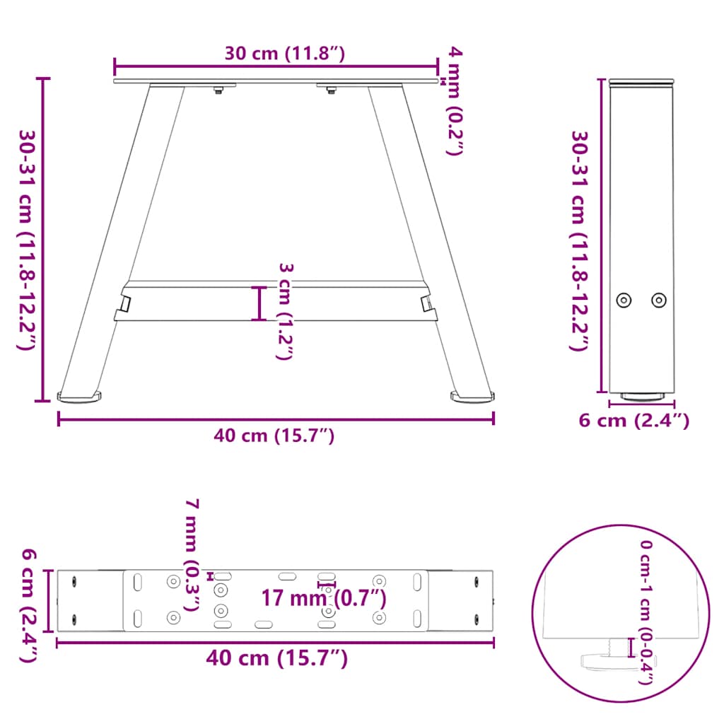 Coffee Table Legs A-Shaped 2 Pcs   Steel