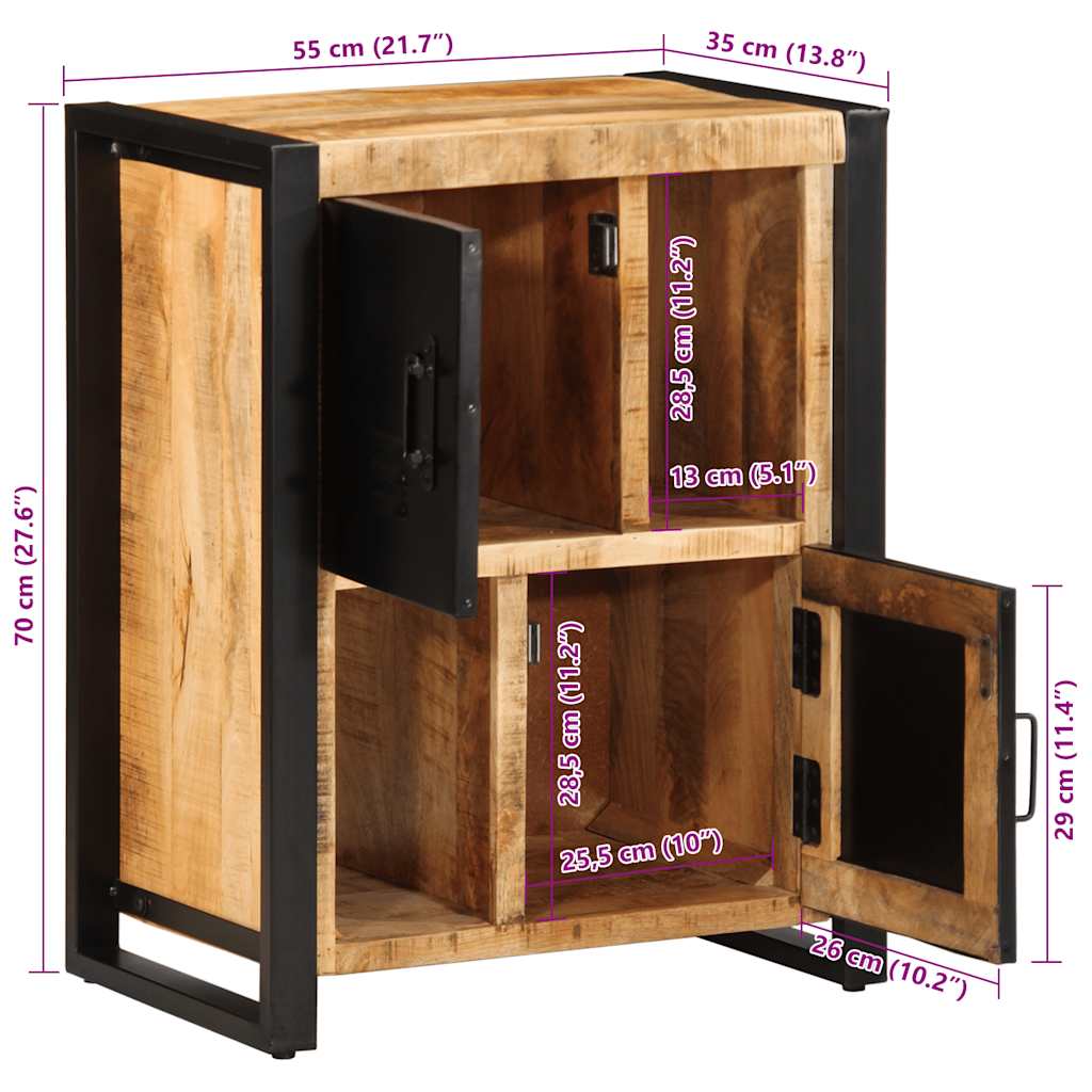 Sideboard 55X35X70 Cm Solid Rough Wood Mango