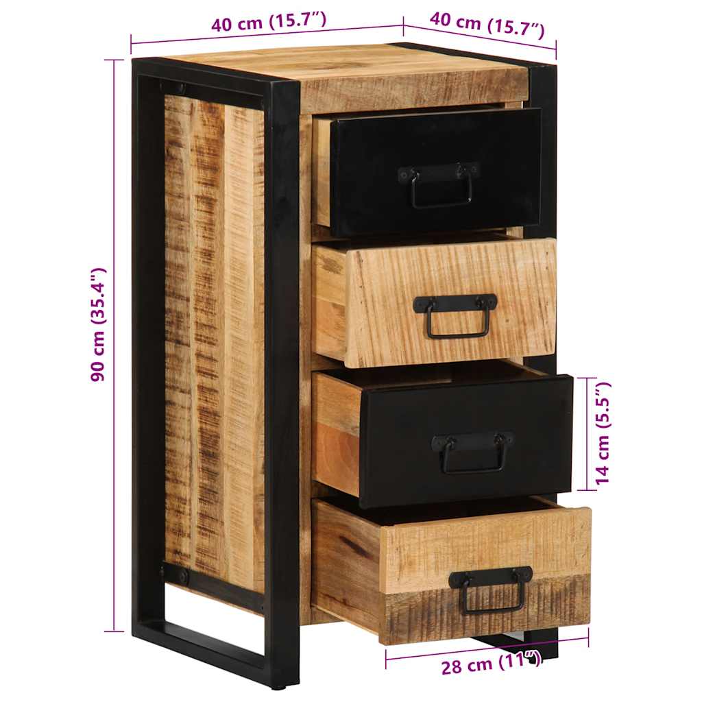 Drawer Cabinet 40X40X75 Cm Solid Rough Wood Mango