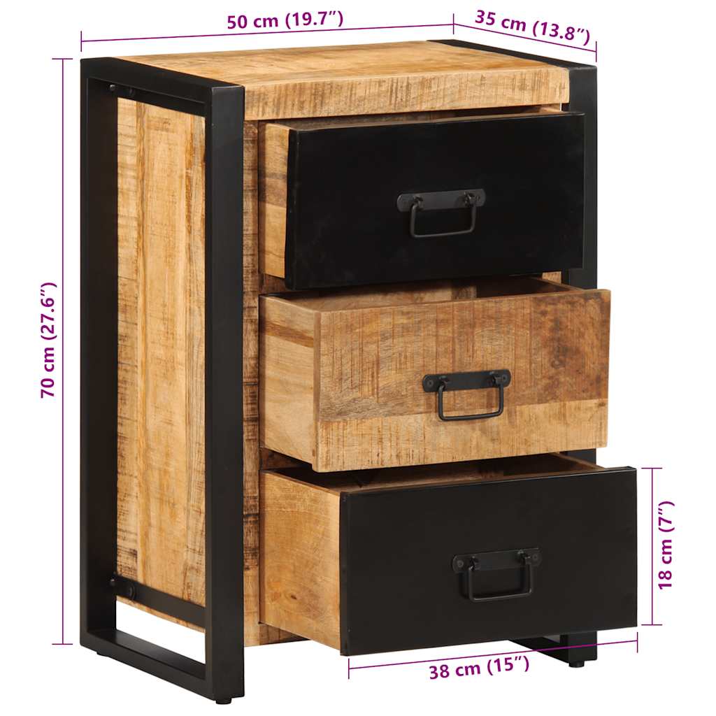Drawer Cabinet 50X35X70 Cm Solid Rough Wood Mango