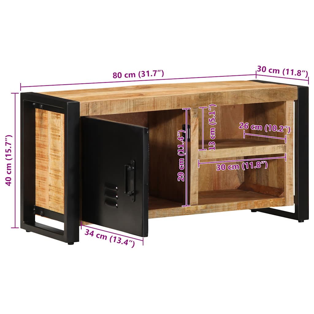 Tv Cabinet 80X30X40 Cm Solid Rough Wood Mango