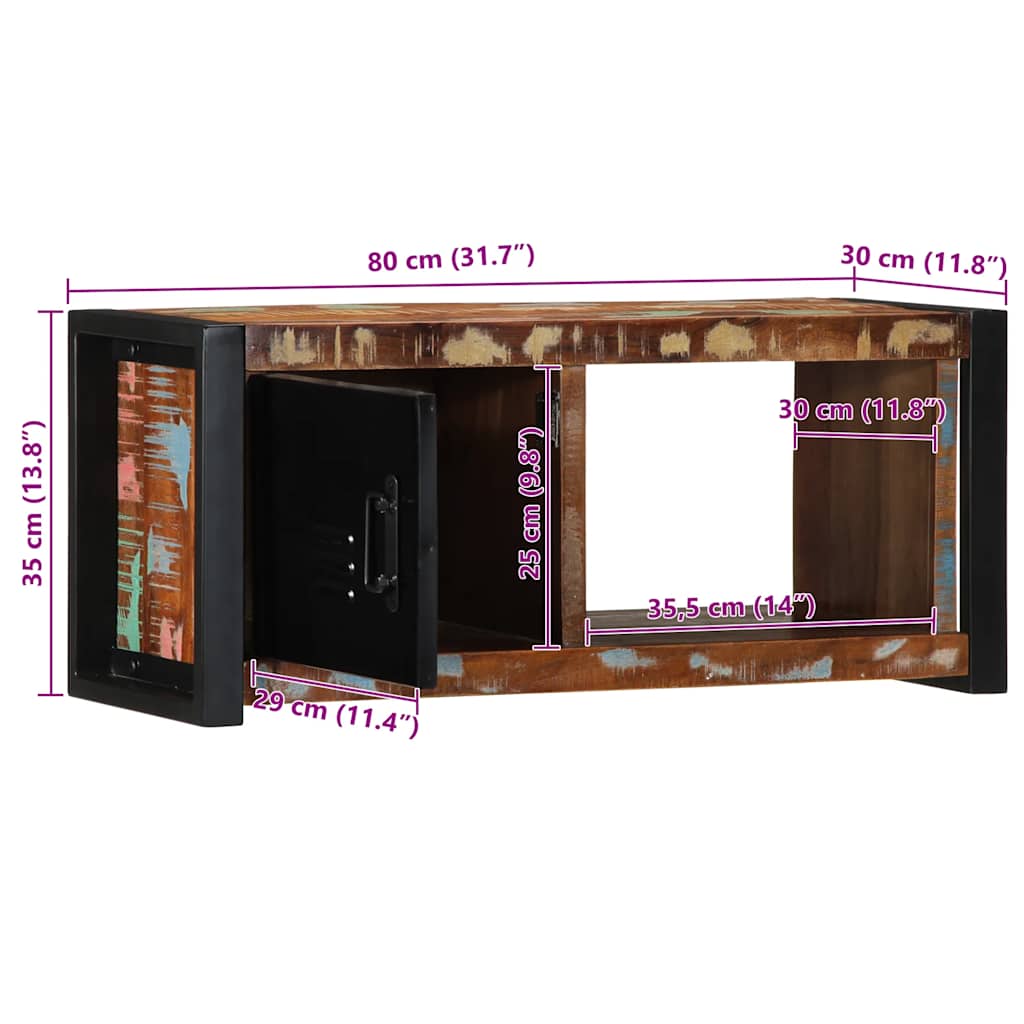 Tv Cabinet 80X30X35 Cm Solid Wood Reclaimed