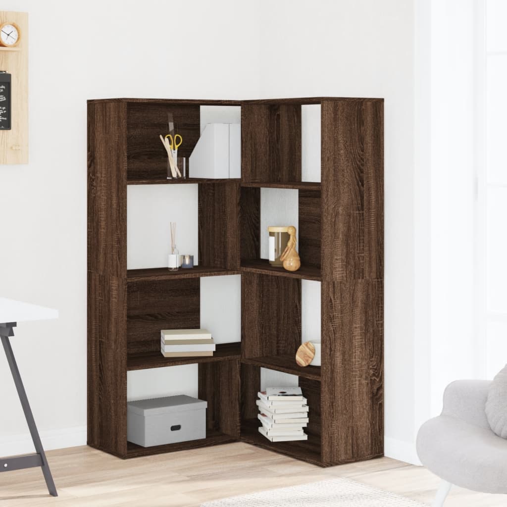 Corner Bookcase 4-Tier 85X85X140 Cm Engineered Wood