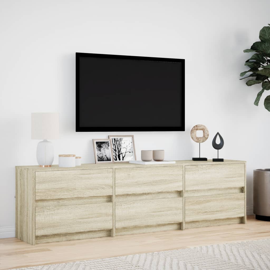 Tv Cabinet With Led 180X34X50 Cm Engineered Wood
