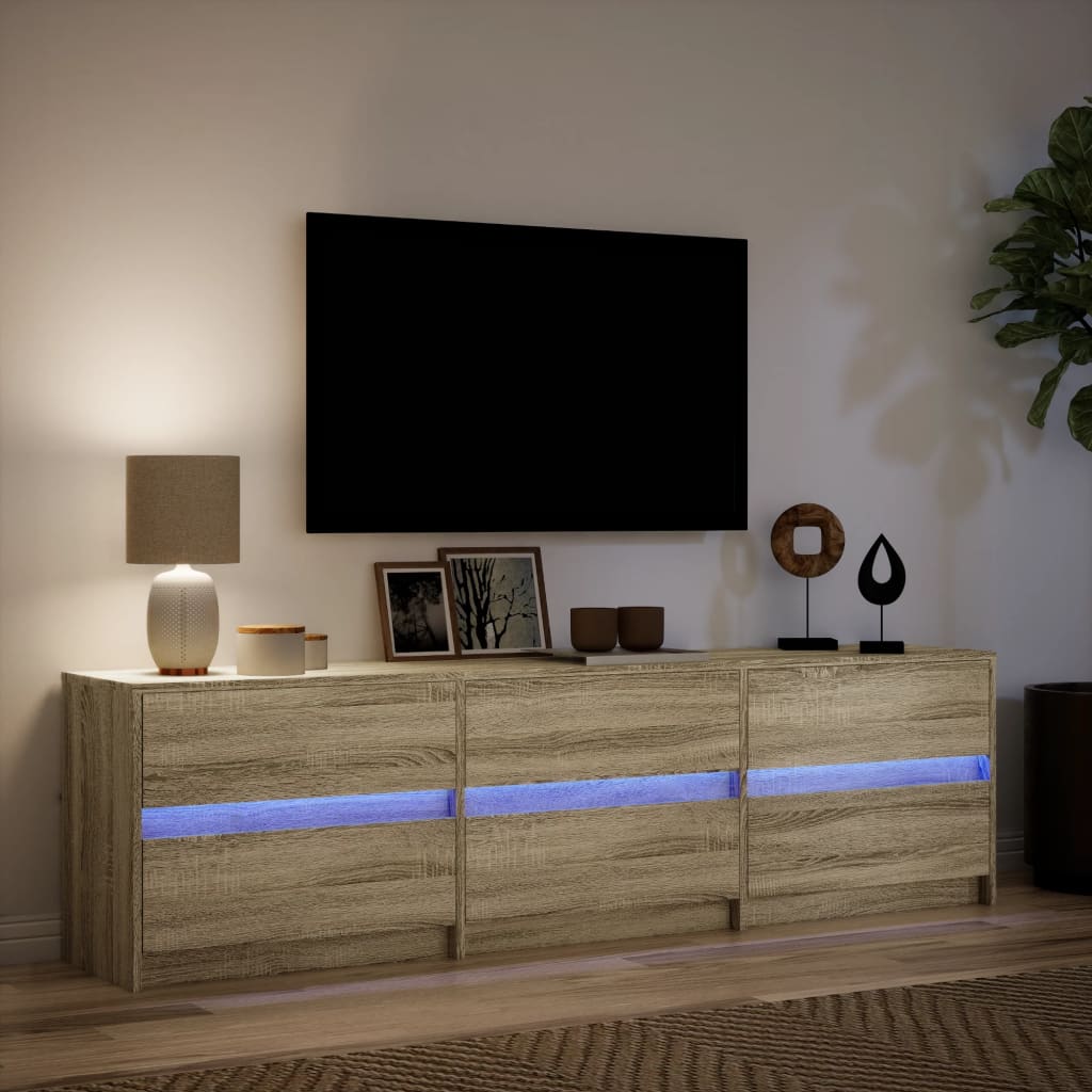 Tv Cabinet With Led 180X34X50 Cm Engineered Wood