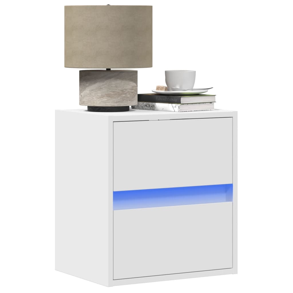 Wall-Mounted Bedside Cabinet With Led Lights