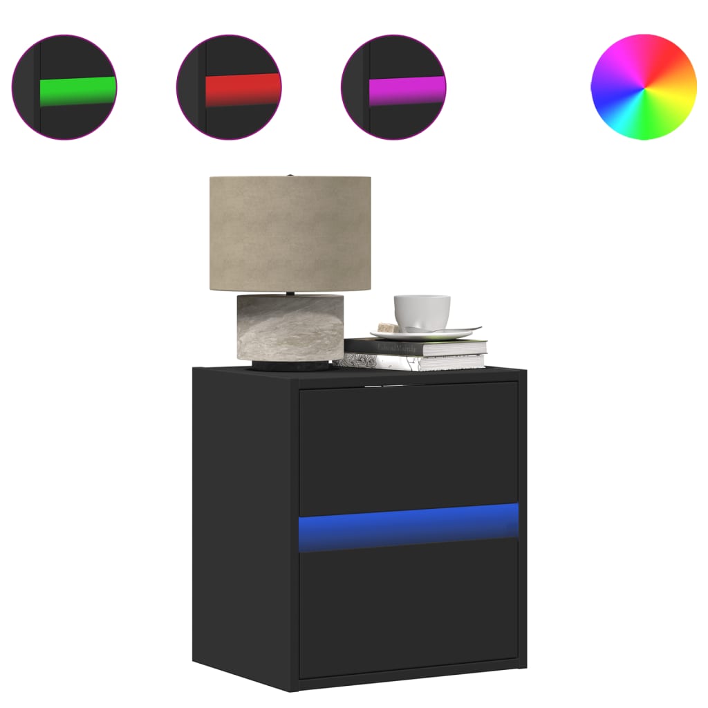 Wall-Mounted Bedside Cabinet With Led Lights