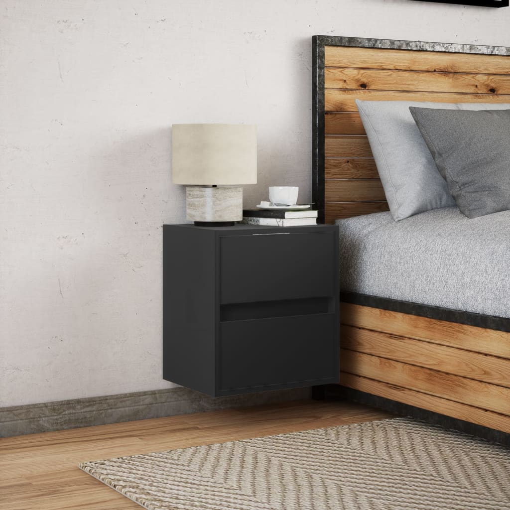 Wall-Mounted Bedside Cabinet With Led Lights