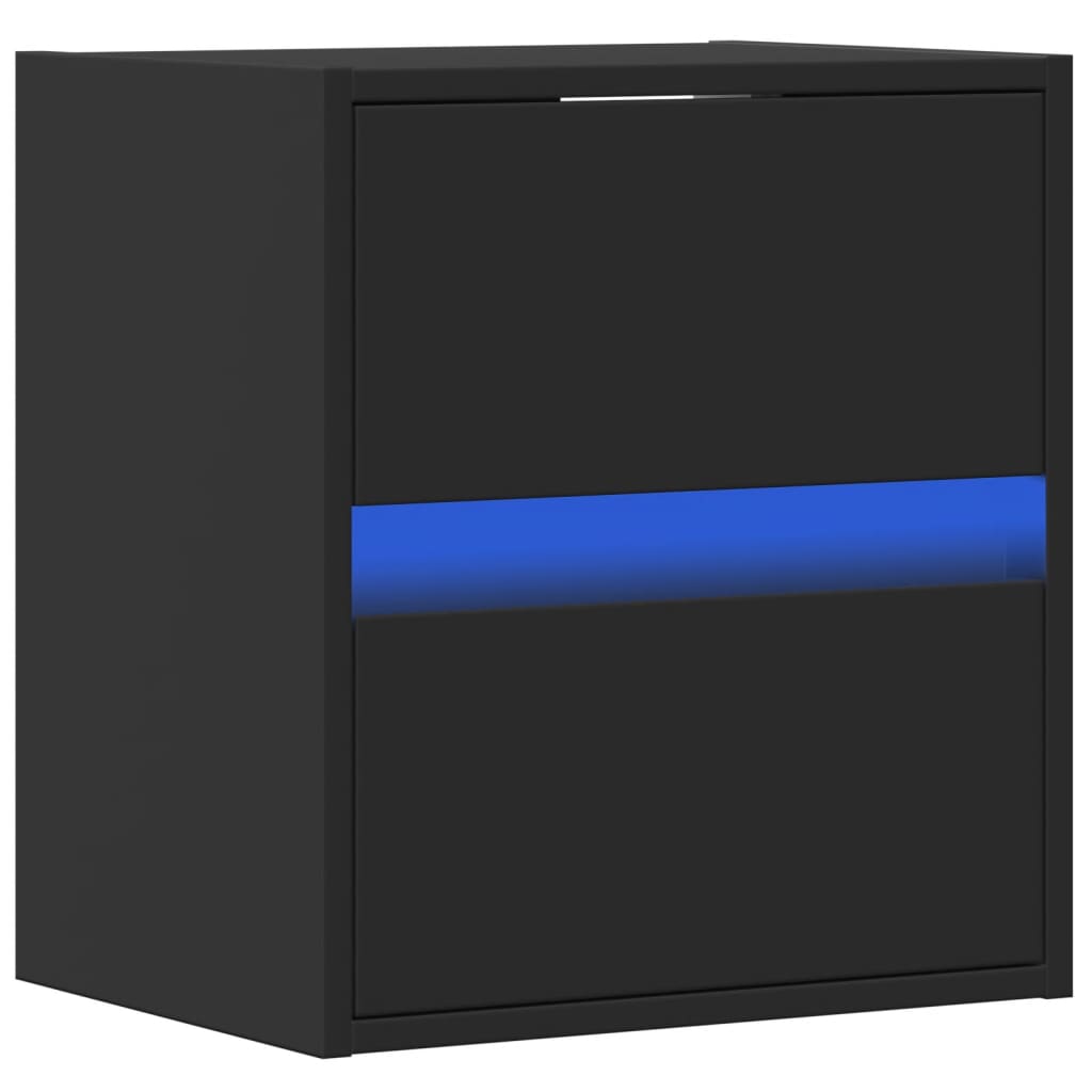 Wall-Mounted Bedside Cabinet With Led Lights