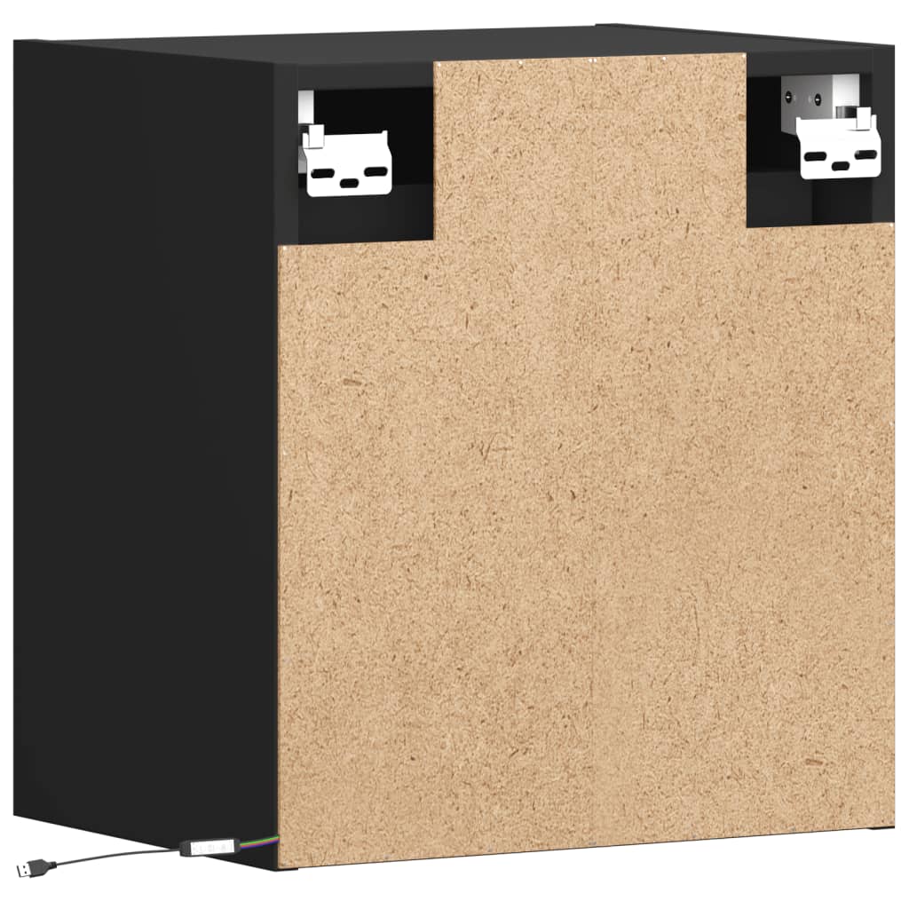 Wall-Mounted Bedside Cabinet With Led Lights