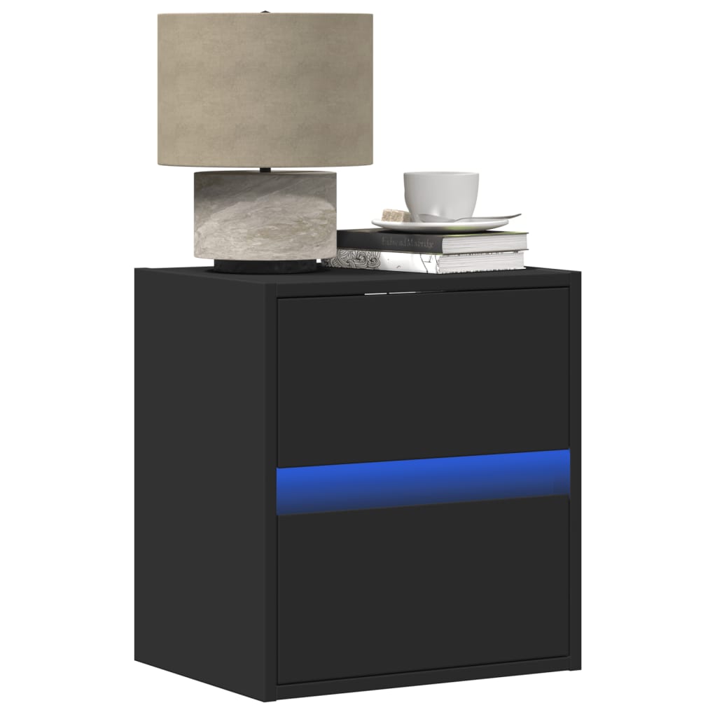 Wall-Mounted Bedside Cabinet With Led Lights
