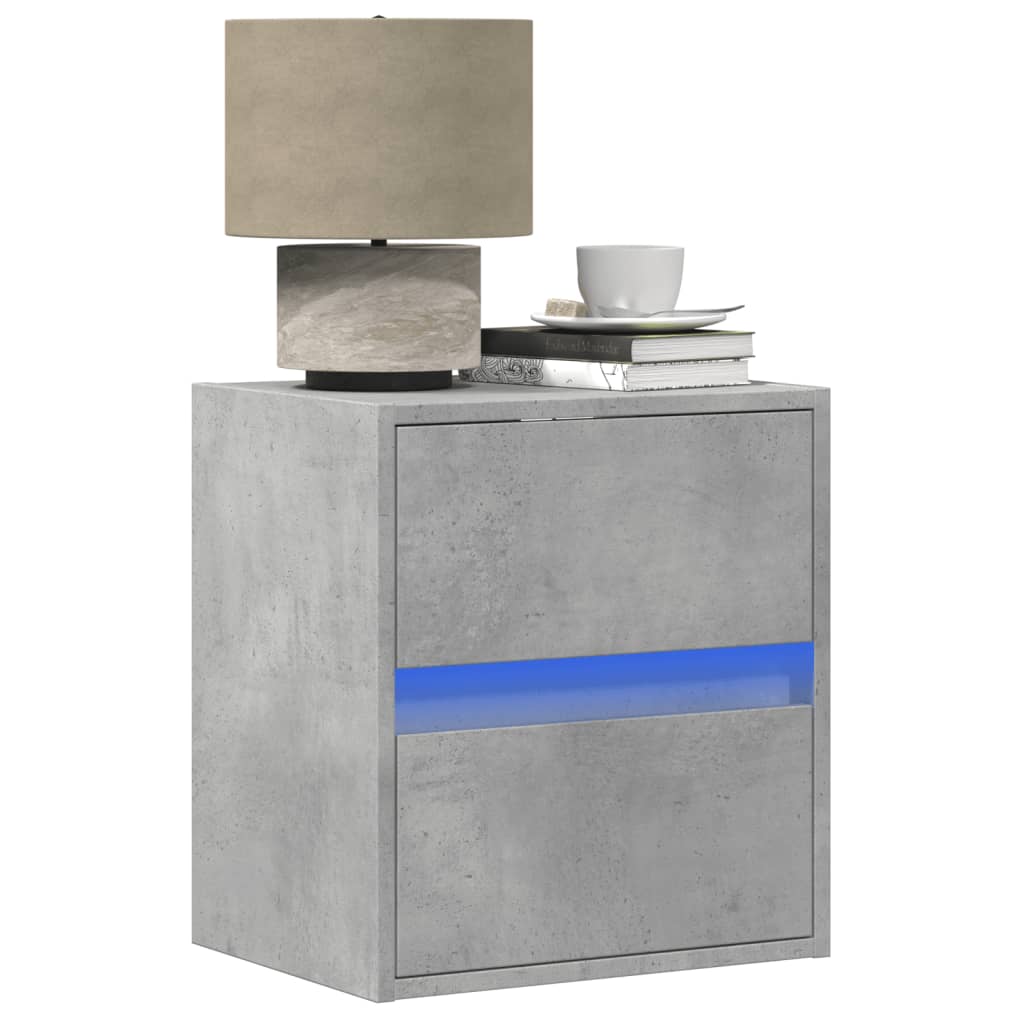 Wall-Mounted Bedside Cabinet With Led Lights