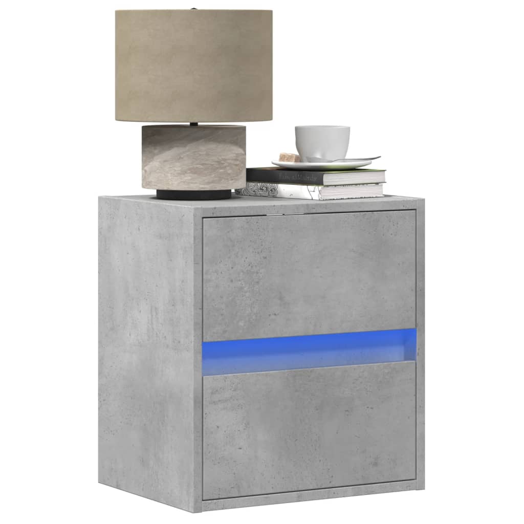 Wall-Mounted Bedside Cabinet With Led Lights