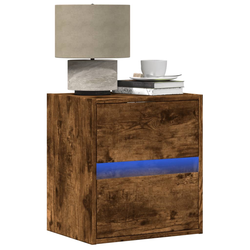 Wall-Mounted Bedside Cabinet With Led Lights
