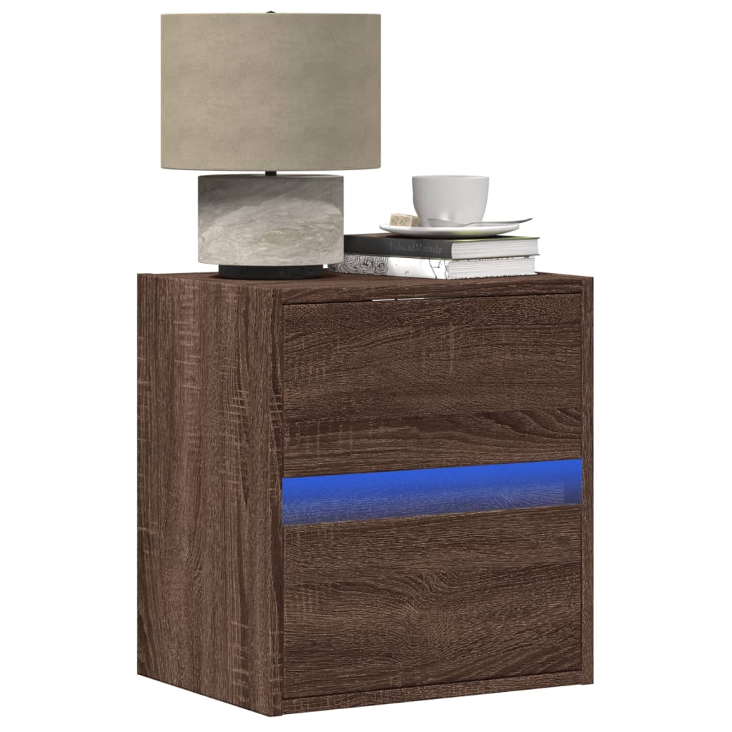 Wall-Mounted Bedside Cabinet With Led Lights