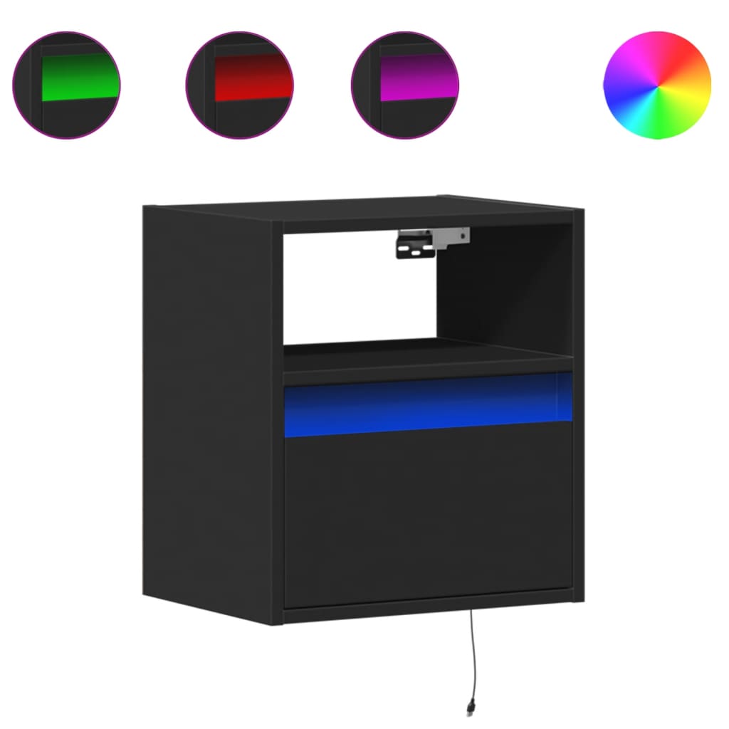 Wall-Mounted Bedside Cabinets With Led Lights 2 Pcs