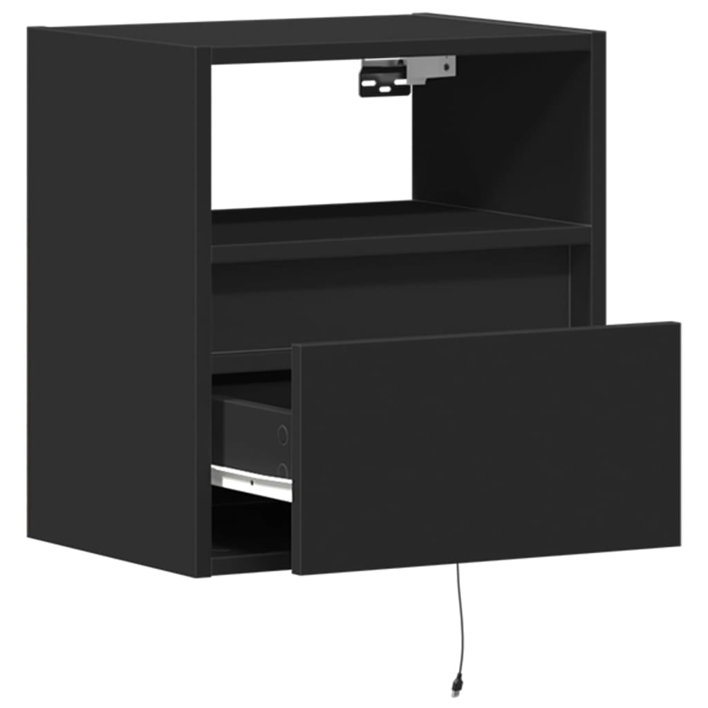 Wall-Mounted Bedside Cabinets With Led Lights 2 Pcs
