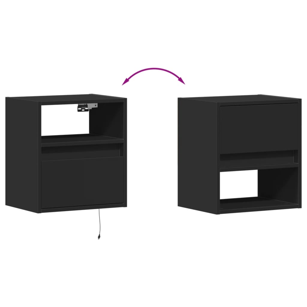 Wall-Mounted Bedside Cabinets With Led Lights 2 Pcs