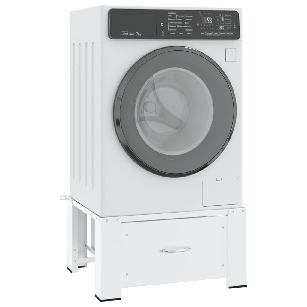 Washing And Drying Machine Pedestal With Pull-Out Shelves White