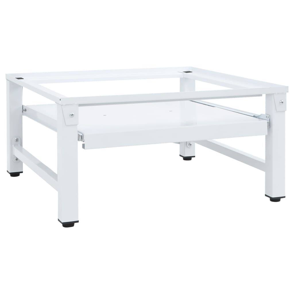 Washing And Drying Machine Pedestal With Pull-Out Shelves White