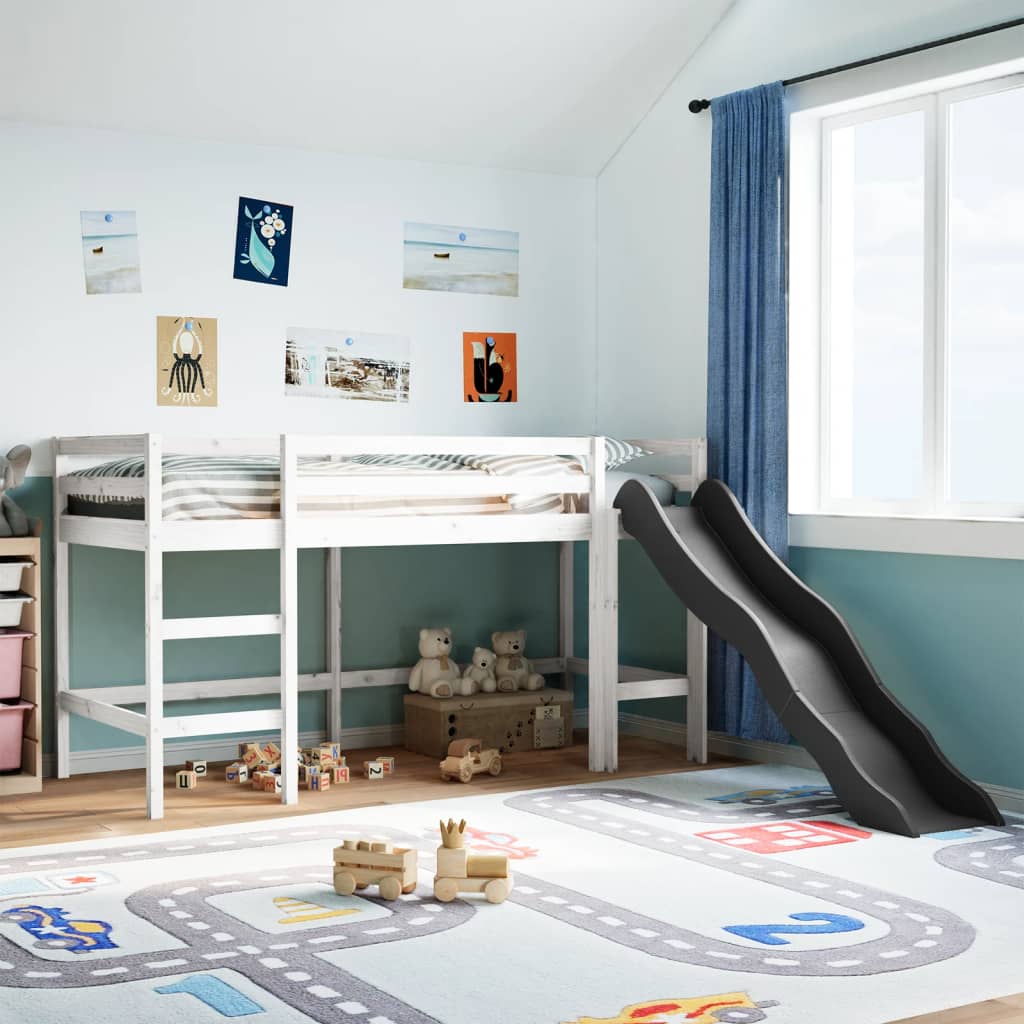 Kids' Loft Bed Without Mattress Solid Wood Pine
