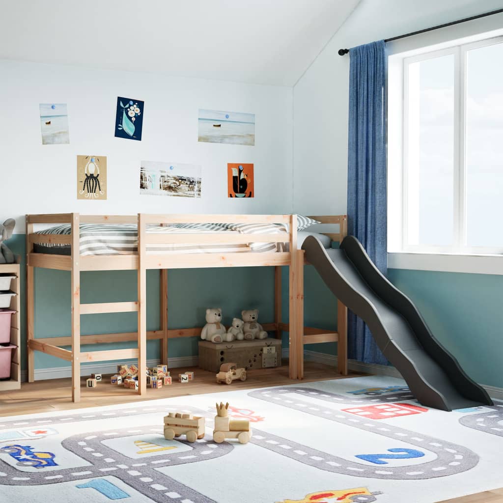 Kids' Loft Bed Without Mattress Solid Wood Pine