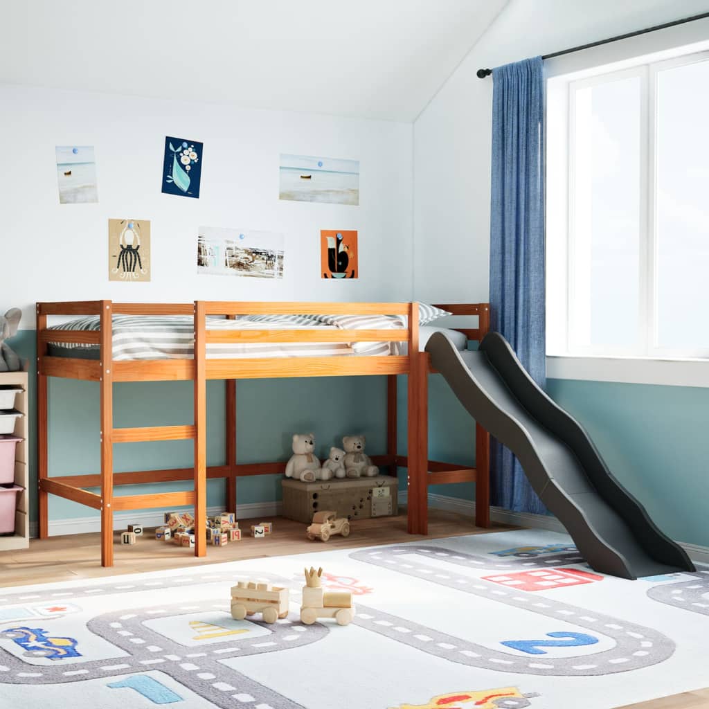 Kids' Loft Bed Without Mattress Solid Wood Pine