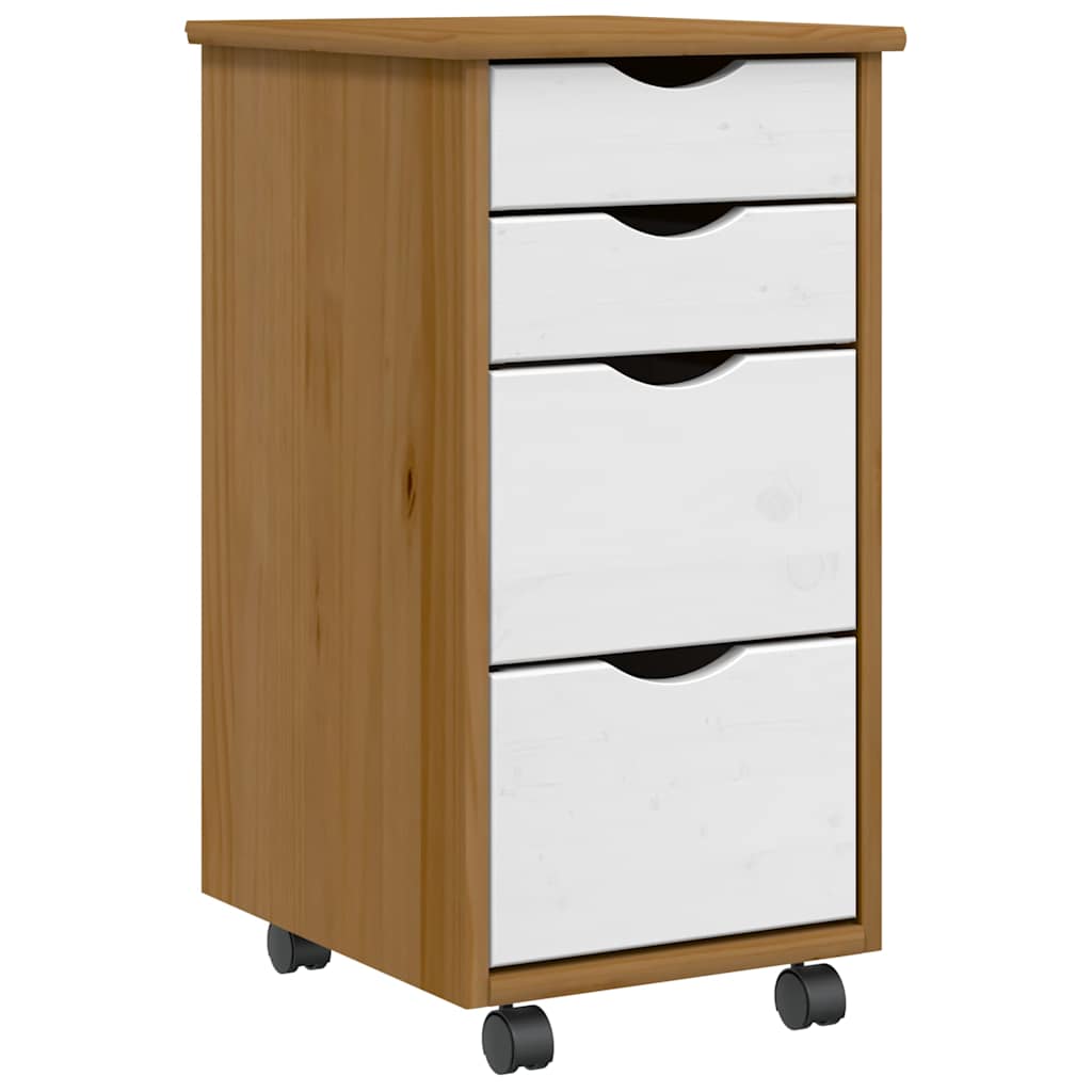 Rolling Cabinet With Drawers Moss Solid Wood Pine