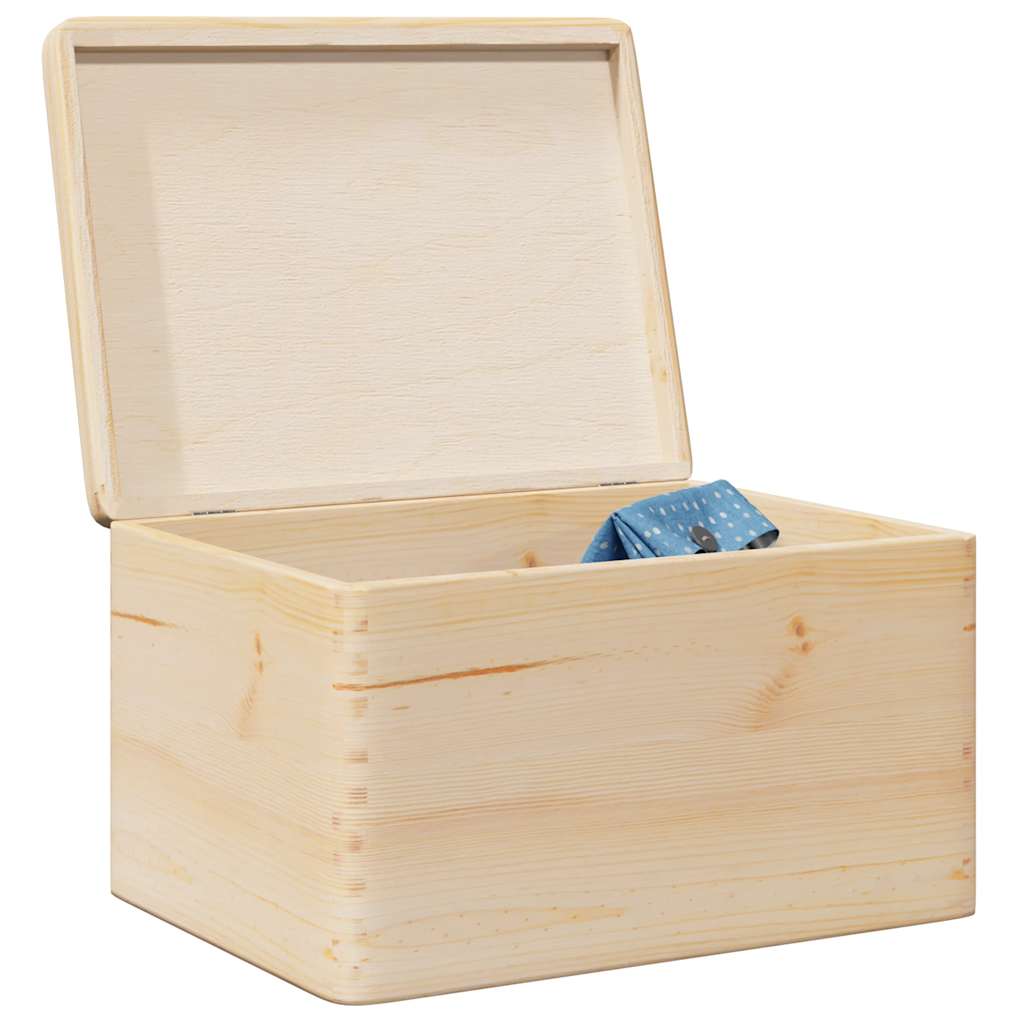 Wooden Box With Lid And Handles Solid Wood Pine